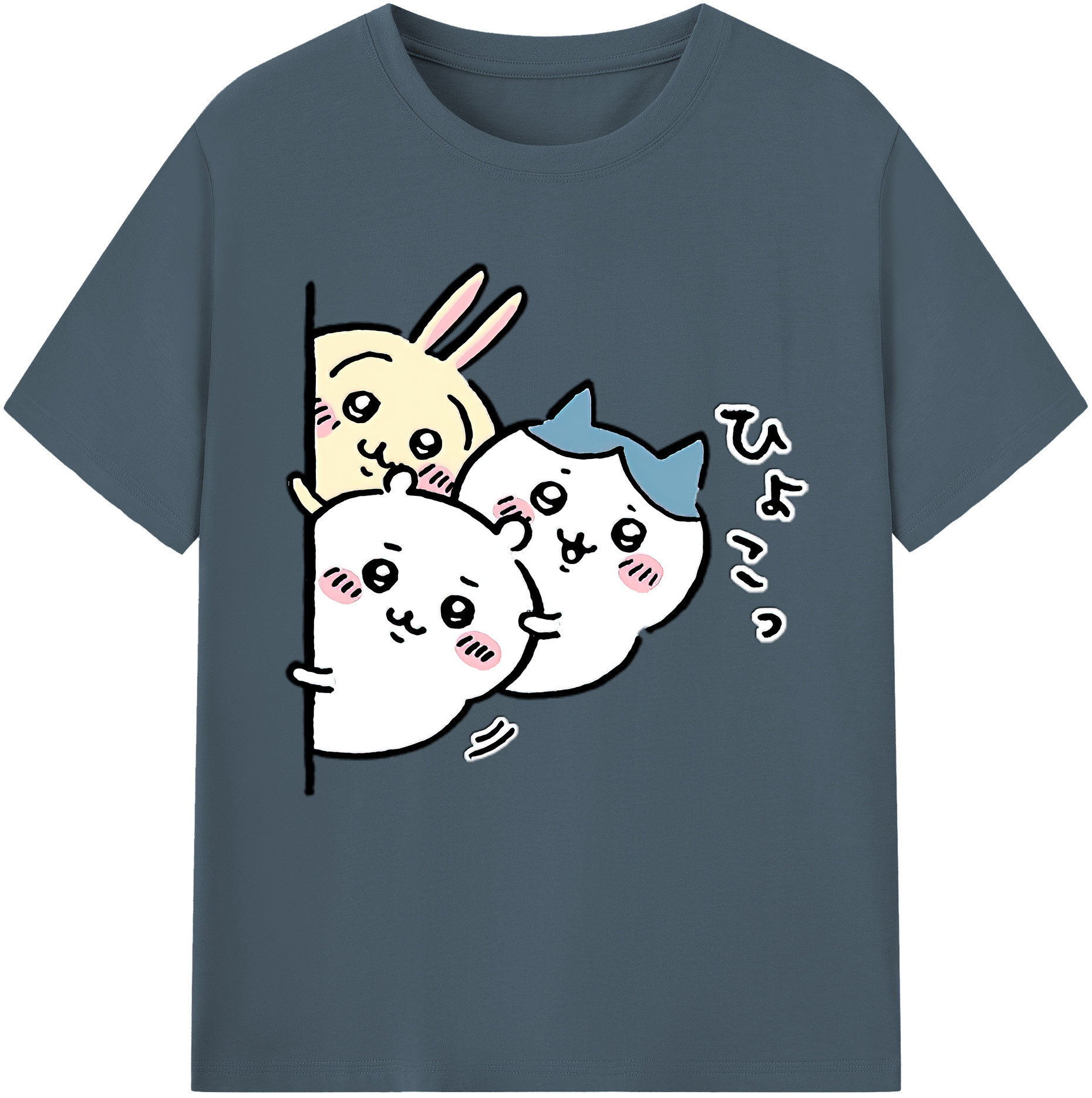 （画像用） ちいかわ うさぎ Chii-kawa usagi 綿100％半袖Tシャツ（フロントプリント）